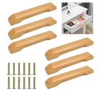 EUIEUT 6 Pezzi Maniglia del Cassetto Mobili in Legno 128mm Pomelli Cassetti per Mobili Cucina in Legno Maniglie per Mobili da Cucina Moderni Maniglie Armadio con Viti per Porta Armadio e Cassetto