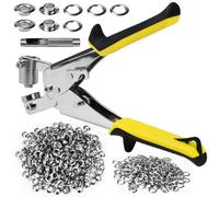 EUIEUT Pinza per Occhielli Metallici con 500 Occhielli Ø 10mm Occhiellatrice Magnetica per Teloni Occhiellatrice Manuale Pinza Set di Pinze per Occhielli Metallici per Pelle Telone Cartone Tende Sole