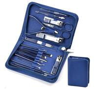 EUIEUT Set Manicure 18 Pezzi Kit Pedicure Manicure Professionale Set Tagliaunghie Kit per La Cura Delle Unghie con Valigetta Blu Kit Strumenti per Manicure Tagliaunghie in Acciaio per Uomini e Donne