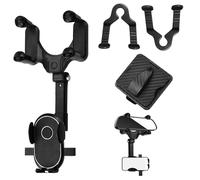 EUIEUT Supporto per Telefono per Specchietto Retrovisore Auto Supporto per Telefono Universale Girevole e Retrattile 360° Porta Cellulare Specchietto Retrovisore per Tutti Gli Smartphone