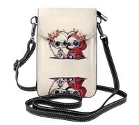 EUIYCBA Borsa a tracolla con stampa di teschio e cuore in fiore, piccola borsa a tracolla, da donna, con cinturino staccabile, Rose rosse con cappuccio, Taglia unica