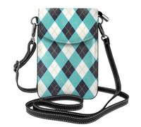 EUIYCBA Borse blu del telefono cellulare della stampa dei puntini, piccola borsa a tracolla, per le donne con la cinghia staccabile, Blu Verde A Scacchi, Taglia unica