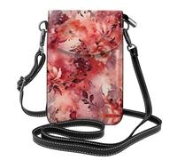 EUIYCBA Borse gialle del telefono cellulare della stampa del modello, piccola borsa a tracolla, per le donne con la cinghia staccabile, Ramo di fiori rossi, Taglia unica