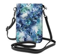 EUIYCBA Borse grigie del telefono cellulare della stampa del modello, piccola borsa a tracolla, per le donne con la cinghia staccabile, Ramo di fiori blu, Taglia unica