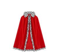 EUIYCBA Set per costume da re reale, mantello e corona, vestaglia in velluto rosso per compleanno, festa di Halloween, presepe medievale natalizio (solo capo, lunghezza 130 cm)