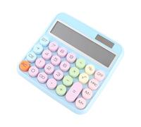 Eujgoov Calcolatrice Meccanica con Ampio Display LCD a 12 Cifre e Schermo | Alimentazione Doppia Colorata Come Caramelle, Pulsanti Rotondi in ABS, Adatto per Ufficio Scuola Contabilità