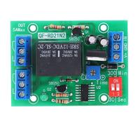 Eujgoov DPDT Ritardo Spegnimento Relè 12V, 2 Timer | Regolabile da 0,2s a 300min, per Controllo Motore Ventola, Montaggio su Guida DIN, per Uso Automazione Industriale