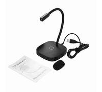Eujgoov Microfono da Tavolo Omnidirezionale, Microfono USB con Angolo di Ripresa Regolabile, Adatto per Riunioni di Lavoro, Streaming e Registrazione (BLACK)