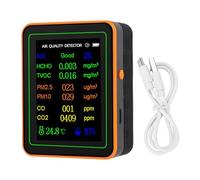 Eujgoov Rilevatore di qualità Dell'aria con Display a Colori TVOC HCHO CO2 PM2.5 PM10 Tester di qualità Dell'aria Interna per Ufficio Home Office (arancione)