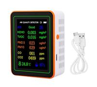 Eujgoov Rilevatore di qualità Dell'aria con Display a Colori TVOC HCHO CO2 PM2.5 PM10 Tester di qualità Dell'aria Interna per Ufficio Home Office (Bianco Arancio)