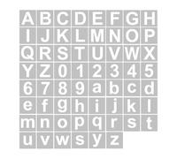 Eujgoov Stencil per Lettere per Pittura, Modelli per Numeri Alfabetici in PET 62 Pezzi 3 4 5 Pollici, Fogli Lavabili Riutilizzabili per Decorazioni per Porte in Vetro da Parete in Legno, Diario (62