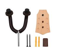 Eujgoov Supporto da Parete per Chitarra in Legno di Faggio, Barre di Stabilizzazione in Ferro per Chitarra Acustica, Basso, Violino, Mandolino, Ukulele, Studio, Casa (Gancio-3)