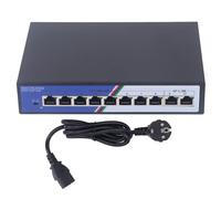 Eujgoov Switch Gigabit Ethernet a 10 Porte Switch Poe Uplink Gigabit a 10 Porte Switch Ethernet Alimentato per Sorveglianza con Custodia in Metallo Senza Ventola Plug And Play 2 Gbps