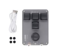 Eujgoov Tastiera a 4 Tasti, 1 Manopola, Interruttore Blu, Mini Tastiera USB, Supporto per Tastiera di Programmazione, Luce RGB, Connessione BT Cablata Nera