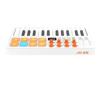 Eujgoov Tastiera Controller MIDI BT a 25 Tasti con Batteria Ricaricabile Wireless 8x4 Pad RGB per la Produzione Musicale DAW (WHITE)