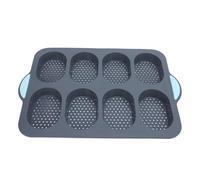 Eujgoov Teglia per Pane Francese, Teglia per Pane Perforata Antiaderente in Silicone con Manici Antiscivolo, Stampo Flessibile per Panini Hoagie, Panini per Hot Dog, Pasta Madre, Domestica (8 Cavità)