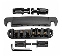 Eujgoov Tune O Matic Ponte per Chitarra Elettrica con Selle a Rullo Piastra con Coulisse Divisa Superiore e Inferiore Regolabile per Chitarre LP SG a 6 Corde (BLACK)