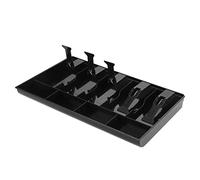 Eujgoov Vassoio per Inserti per Registratore di Cassa a Griglie, Scatola per Cassiere in Plastica con 5 Scomparti per Soldi, Facile da Rimuovere per Uso Bancario e di Mercato (BLACK)