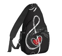 EujGvboU Borsa a tracolla da donna con lupo galassia borsa a tracolla casual zaino da uomo borsa da petto palestra ciclismo viaggi escursionismo, Love Music Nero, 7.5 X 3.5 X 15.3 Inches