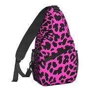EujGvboU Borsa a tracolla da donna con lupo galassia borsa a tracolla casual zaino da uomo borsa da petto palestra ciclismo viaggi escursionismo, Rosa leopardato., 7.5 X 3.5 X 15.3 Inches