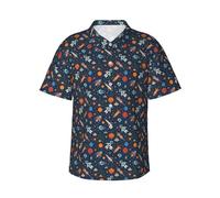 EujGvboU Camicia hawaiana da uomo - Astronavi e stelle nello spazio tropicale abbottonato manica corta da spiaggia camicie da uomo, multicolore, S