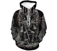 EujGvboU Felpa con cappuccio da uomo con teschio psichedelico floreale regno scheletro felpa con cappuccio tasche pullover, Re Teschio, 4XL