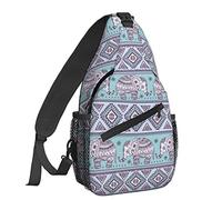 EujGvboU Zaino a tracolla per uomo donna borsa a tracolla, farfalle vicino a un cuore borsa a tracolla leggera zaino con una cinghia multiuso viaggio escursionismo zaino, Elefante etnico indiano