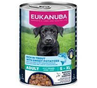 EUKANUBA Cibo umido per cani con trota e patate dolci, Alimento umido premium senza cereali per cani adulti, 6 barattoli da 400 g
