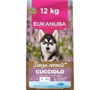 EUKANUBA Cibo secco per Cuccioli senza cereali con pesce per razze di taglia grande - Alimento secco premium privo di cereali per Cani giovani, 12 kg