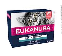 EUKANUBA cibo umido per gatti, senza cereali - cibo umido premium con tanto salmone per gatti adulti, 12 x 85 g