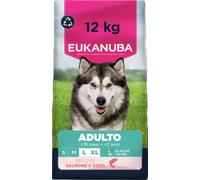 EUKANUBA Crocchette per cani adulti taglia grande con salmone e orzo, 12 kg | Cibo secco premium | Alimento con proteine di alta qualità | Con omega 3 e 6
