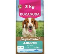 EUKANUBA Cibo secco per Cani senza cereali con pesce per razze di taglia piccola e media - Alimento secco premium privo di cereali per Cani adulti, 3 kg