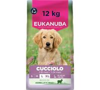 EUKANUBA Crocchette per cuccioli taglia grande con agnello e riso, 12 kg | Cibo secco premium per puppy | Alimento con DHA | Facilmente digeribile | Calcio per ossa e articolazioni