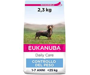 Eukanuba Daily Care Weight Control crocchette per razze di taglia piccola e media - Cibo per cani a basso contenuto di grassi per il mantenimento del peso o per la dieta in caso di sovrappeso, 2,3 kg
