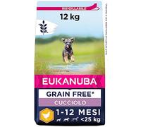 EUKANUBA Grain Free, Alimento per Cani Cuccioli di Taglia Piccola e Media, Ricco di Pollo, 12 kg