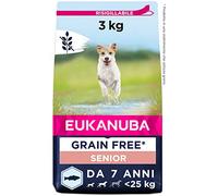 Eukanuba Grain Free, Alimento per cani senior senza cereali di taglia piccola e media, Ricco di pesce oceanico, 3 kg