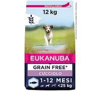 Eukanuba Grain Free* - Alimento per cuccioli di taglia piccola e media, Ricetta a basso contenuto di allergeni, 12 kg