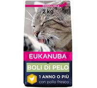 Eukanuba Hairball Control - Crocchette per Gatti con Pollo Fresco, 2 kg | Cibo secco premium | Alimento Hairball Control | Per gatti adulti e anziani