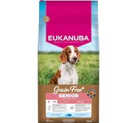 Eukanuba Senior Mangime per cani senza cereali con pesce per razze di taglia piccola e media, mangime secco premium senza cereali per cani anziani, 12 kg