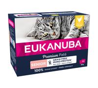 Prezzo speciale! 12 x 85 g Eukanuba Senza cereali umido per gatto - Senior Pollo