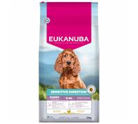 EUKANUBA Sensitive Digestion Cibo per cani con pollo e riso ad alta digeribilità - Mangime secco Special Care delicato sullo stomaco per cani giovani con sensibilità digestiva, 12 kg