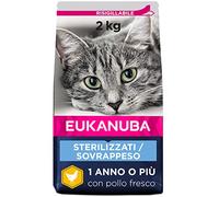 Eukanubae Weight Control, cibo secco sterilizzato per gatti adulti, pollo e fegato, 2 kg