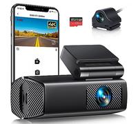 EUKI 4K Dash Cam Front and Rear wireless with WiFi, Dual Dashcam, Car Camera with Parking Monitor, Night Vision, WDR, G-Sensor, Loop Recording, App Control,24 hour Parking Mode, 64GB SD Card Included