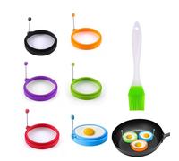 EULAPGOE 6 Pezzi Spiegeleiforme, 10cm Silicone Egg Ring Non Stick Omelette Mould with Handles Heat Resistant Egg Ring for Hamburger Patty Desserts