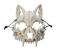 EULAPGOE Animale Maschera Scheletro Halloween, Cranio Cane Resina Ossa Denti Spaventoso Orrore Diavolo Lupo Mannaro Maschera Mezza Maschera per Carnevale Abito Fantasia