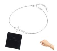 EULAPGOE Bracciale Bambina Croce Argento - 18 cm Regolabile - Gioielli Ragazza Stile Moderno - con Sacchetto Doppia Faccia in Velluto per Uso Quotidiano