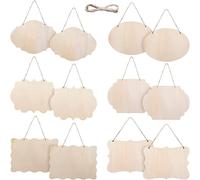 EULAPGOE Cartelli Appendere in Legno, 12 Pezzi Targa Vuota, Cartello Bianco, Etichetta Vuota, Segno Non Finito per Dipingere Artigianato Fai da Te Natalizie