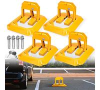 Eulenke Blocco parcheggio 4 pezzi blocco parcheggio con 12 chiavi, palo pieghevole con 16 viti di espansione, serratura universale per parcheggio dissuasore in metallo giallo per cortili, parcheggi,
