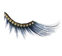 Eulenspiegel - 000854 - Ciglia artificiali, nere, corte/lunghe, con banda di strass, 1 ml di colla speciale per ciglia, istruzioni, per carnevale, festa a tema