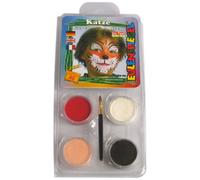 Eulenspiegel 204177 - Kit Trucco da Gatto, 4 Colori, incl. pennelli e Istruzioni [ EN, DE, FR ]